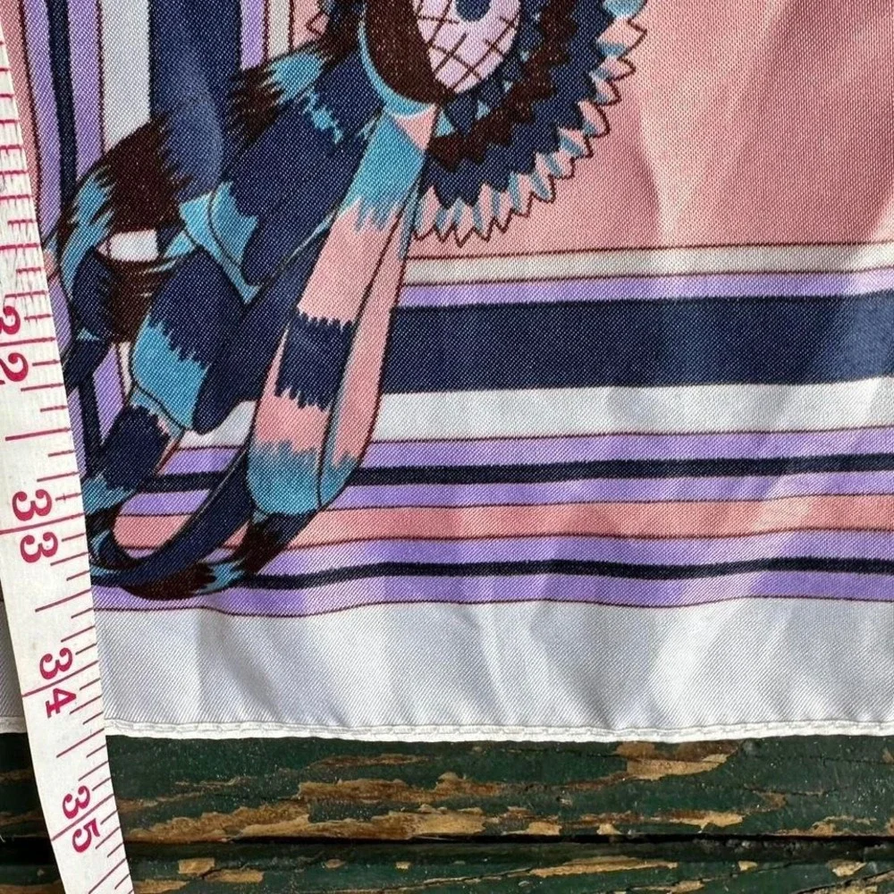 Horse print scarf with pink and purple tones equestirian vtg‎